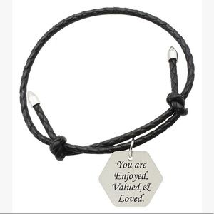 Leather & Stainless ‘Loved’ Bracelet